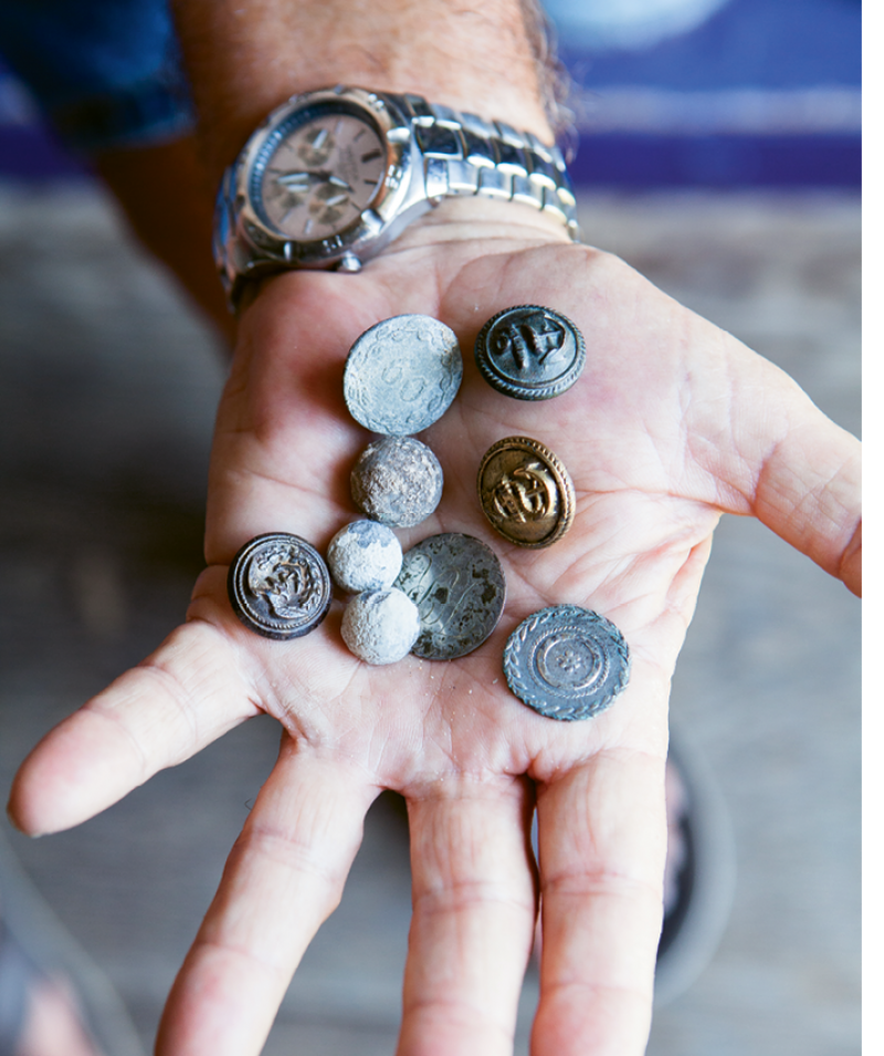 The late relic hunter David Bethel unearthed buttons, musket balls, and pieces of eight from the Abacos’ Colonial days