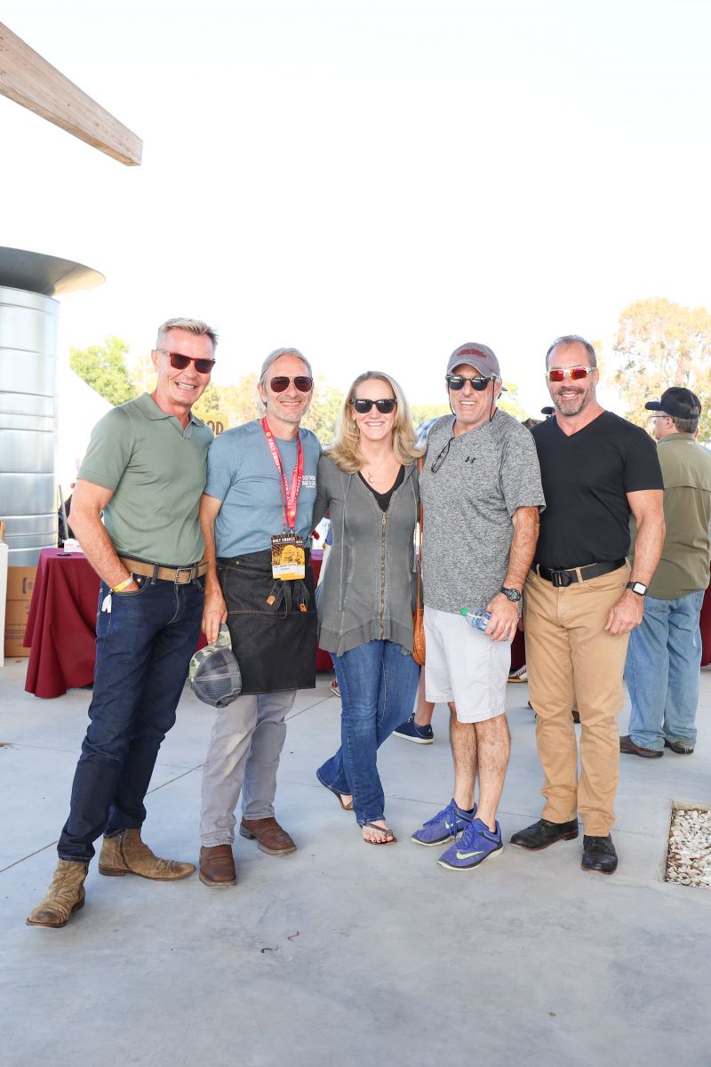 Louis Yuhasz, chef Ben Berryhill of Red Drum, Charleston editor in chief Darcy Shankland, Wally Seinsheimer, and Fred Wszolek in the VIP lounge
