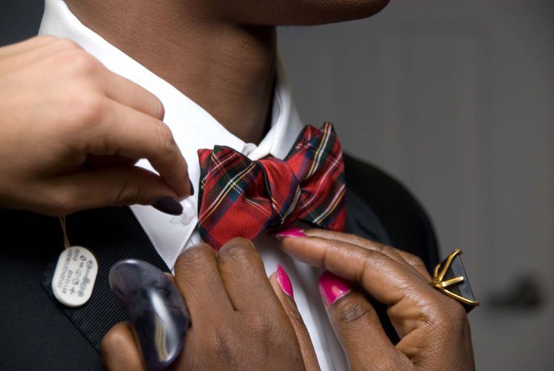 Charleston’s own K. Cooper Ray designs a line of bow ties under the label Social Primer for Brooks Brothers, and this plaid number suited our Brooks Brothers tux perfectly.