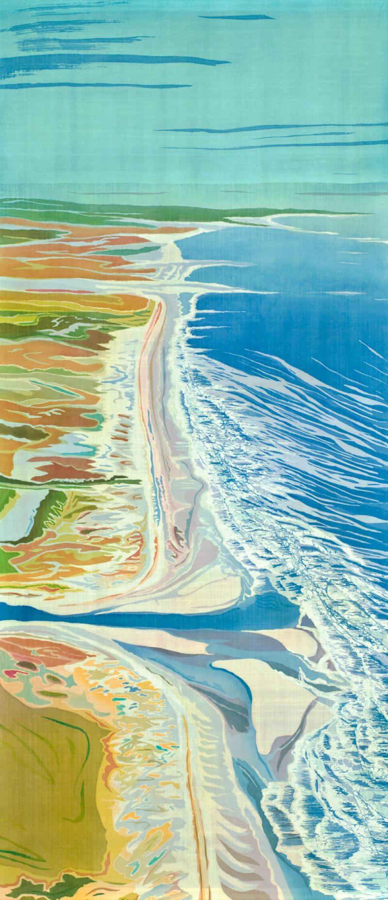 Mary Edna Fraser (<a href="http://www.maryedna.com">www.maryedna.com</a>) Edingsville, 2009, batik on silk, 80 x 34.875 inches