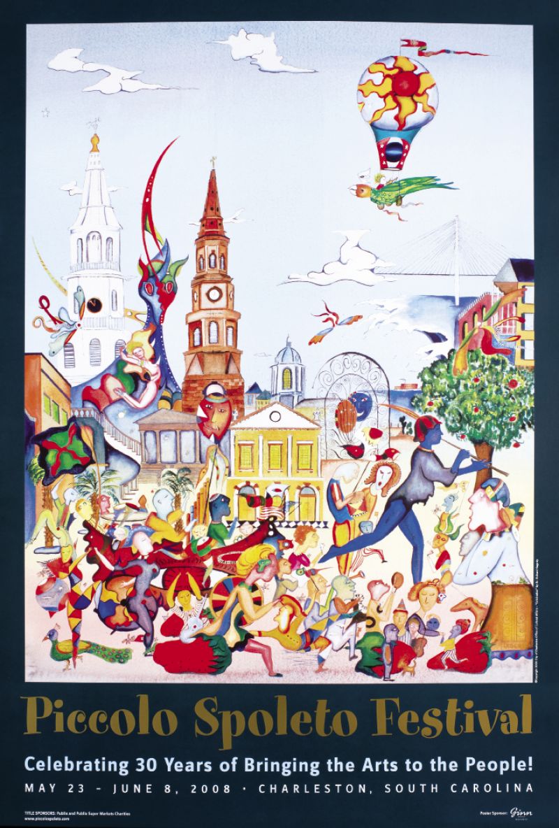 Hagerty’s work has graced Piccolo Spoleto posters five times over, including the 1990 triptych titled Hurricane Hugo, as well as a poster for the Sophia Institute’s Mosaics of Mary event in 2003.
