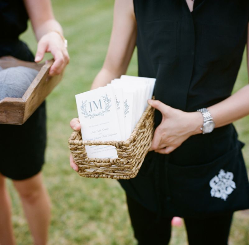 LUSH BLUSH: Bridal attendants carried bouquets of peach-hued tree peonies