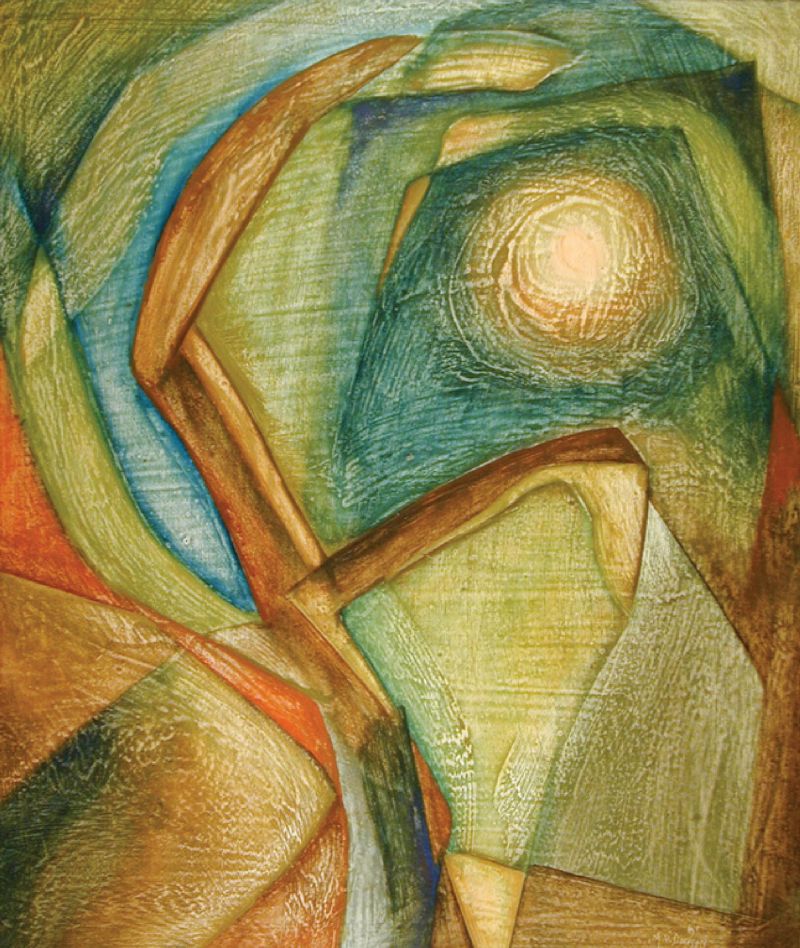 Tree Fantasy by Merton D. Simpson (oil on Masonite, 21 3/4 x 17 7/8 inches, 1951)