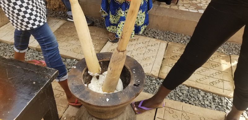 Pounding yam fufu, a West African staple.