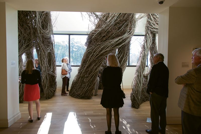 Patrick Dougherty’s Betwixt and Between installation at the Gibbes