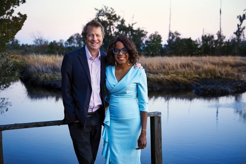 Combee photographer J Henry Fair and author Edda Fields-Black at Rose Hill Plantation on the Combahee River; photograph by Dirk Vandenberk