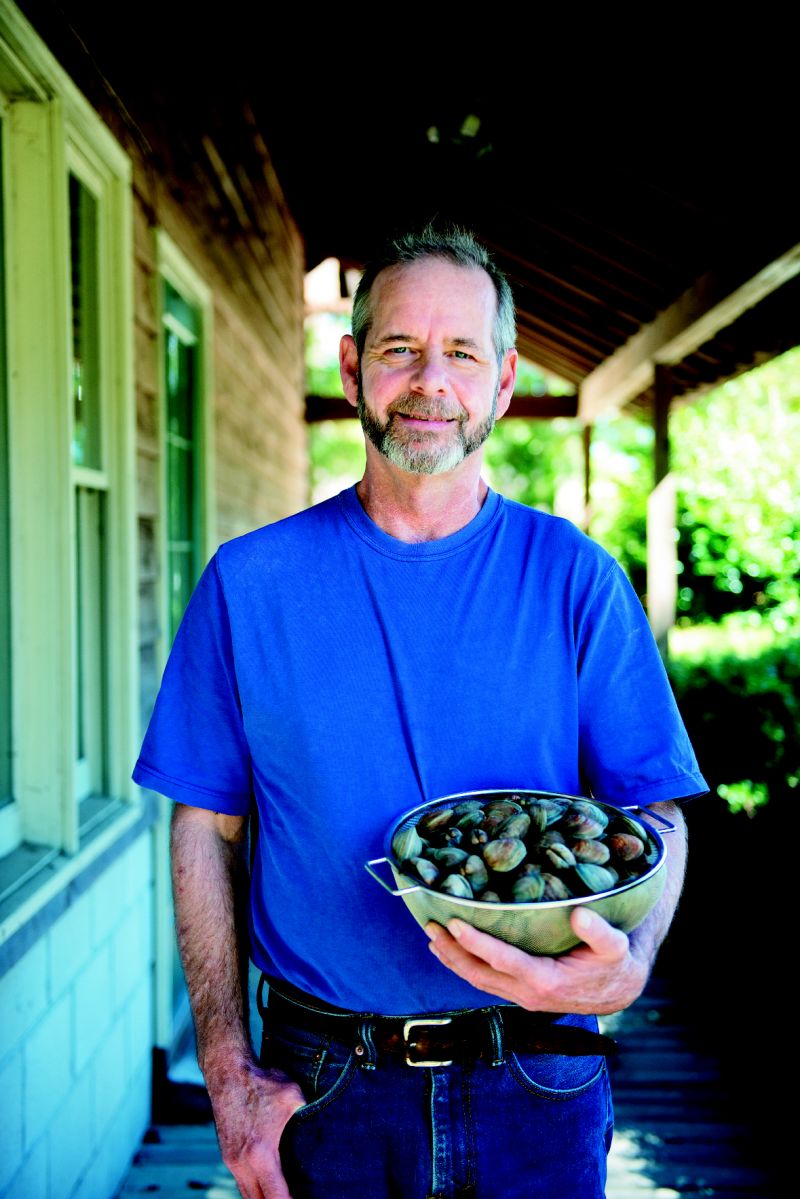 For his Caper’s Clams, Dave Belanger plants seed clams in the waters near Caper’s Island.