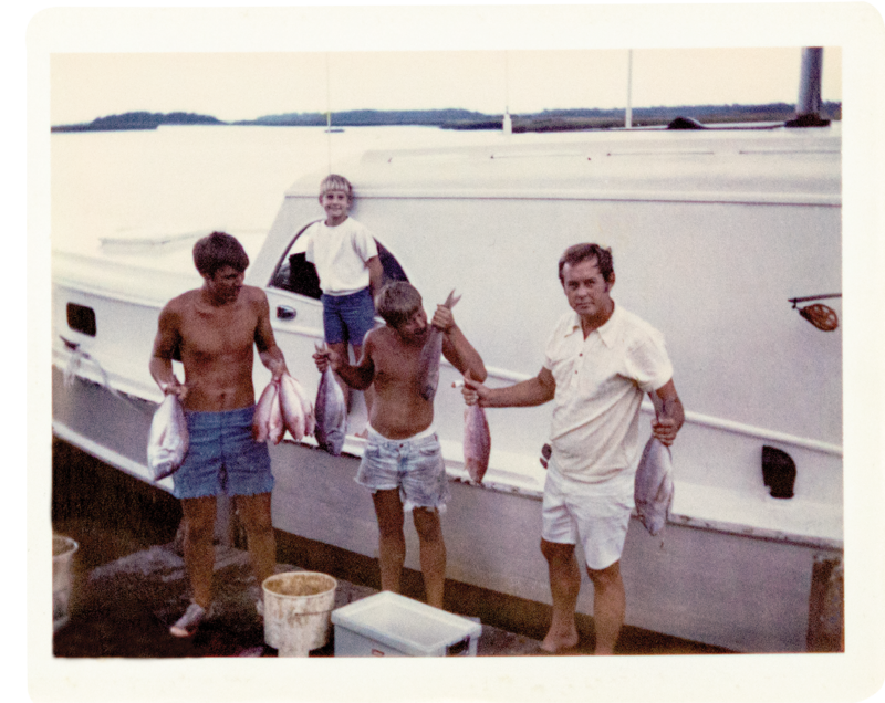 A Family Affair: A second-generation fisherman, Mark (above center) and his brothers learned the ropes from their father, Gerald...