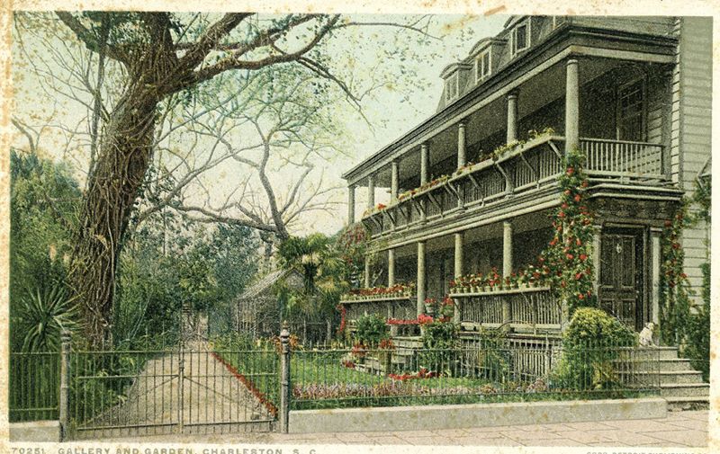 The property, featured on a 1910 postcard, “Gallery and Garden,” was saved from neglect by Historic Charleston Foundation and underwent a painstaking renovation in 2014. Today, new owners, Nicole and Amir Rubin, have filled the interiors with their art collection, featuring works by Jonathan Green, Rick Horton, and Alice Ravenel Huger Smith