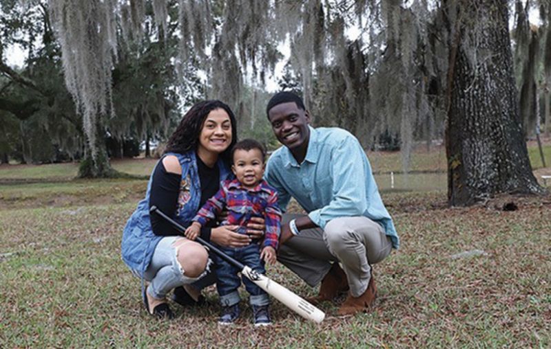 With his family in April 2019.