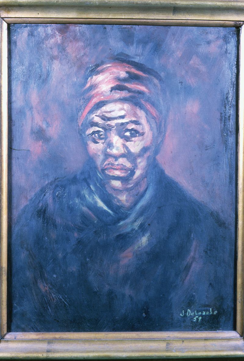 Portrait of Harriet Tubman by James DeLoache (oil on canvas, 32 5/8 x 26 inches, 1959)