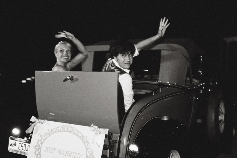 ANTIQUE ROADSHOW: The newlyweds climbed into a 1931 Ford Model A and headed to The Sanctuary at Kiawah Island before embarking for Antigua the next morning.
