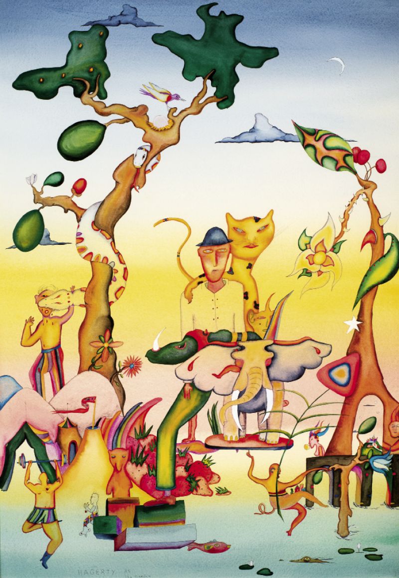 The Garden (1985, watercolor on paper, 37 x 24 inches)