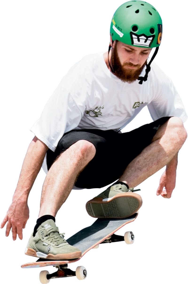 Larry Upchurch’s no-handed aerial, called a “boned-out ollie to bank”