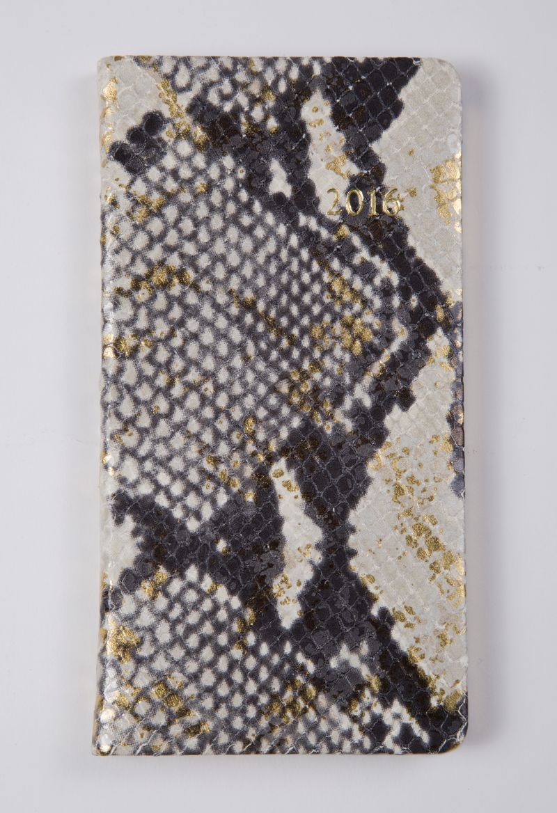 Graphic Image six-inch ”Pocket Datebook Cosmopolitan Leather Gold Wash,” $40 at Mac &amp; Murphy
