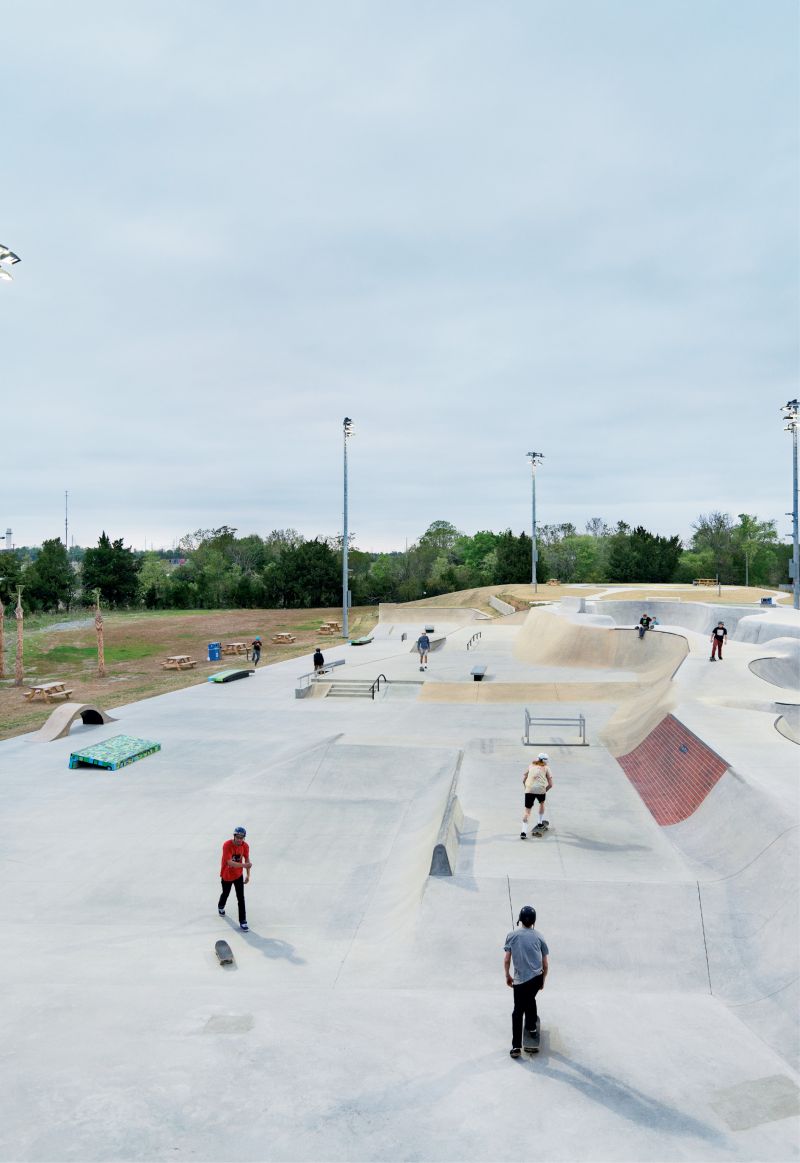 The Street Course replicates surfaces found on city streets and features three pieces of “skate art” and three pieces of marble.