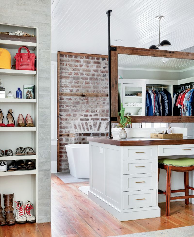 A jumble of smaller rooms was transformed into a master suite with an open layout