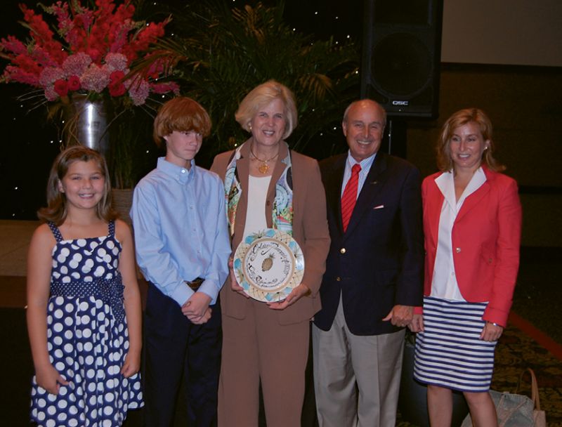 ...with husband Randal, daughter Laura, and grandchildren at the Charleston Area Convention and Visitors Bureau’s June 2011 Golden Pineapple Awards presentation recognizing HCF’s loan exhibit in the New York Winter Antiques Show