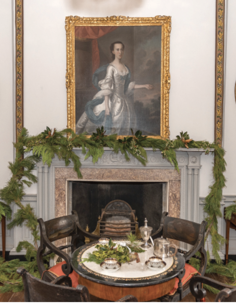 The drawing room of the Joseph Manigault House as decorated by the Garden Club of Charleston.