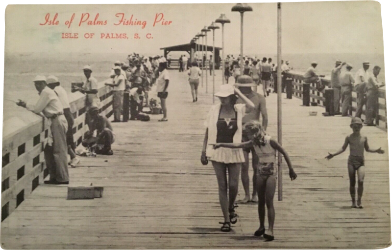 Isle of Palms Fishing Pier: “Come on out—over 1,000 feet into the Atlantic and try your luck where the fish are. Equipment available for sale or rent. Oceanside accommodations adjacent.”