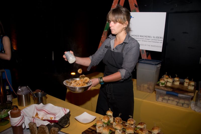 Emily Hahn of Warehouse prepped chips for guests.