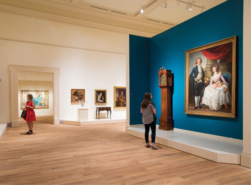 A view into the Gibbes Museum of Art’s permanent exhibition of 18th- and 19th-century American paintings, sculpture, and decorative arts.