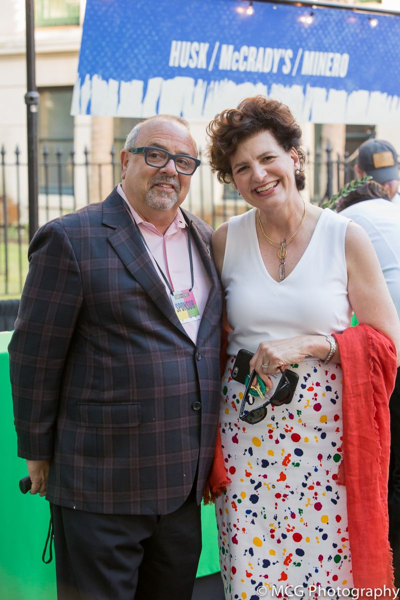 Micky Bakst with Gibbes executive director and chief curator Angela Mack