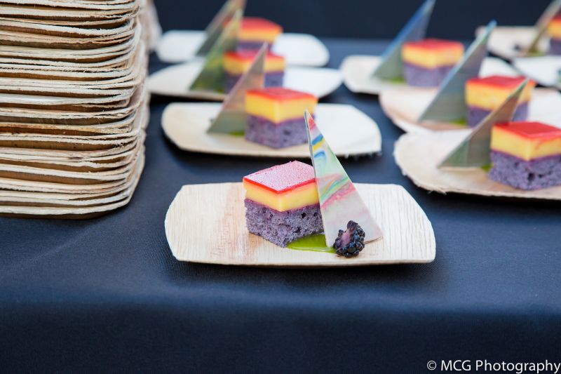Rainbow-hued desserts starred among the night’s offerings.