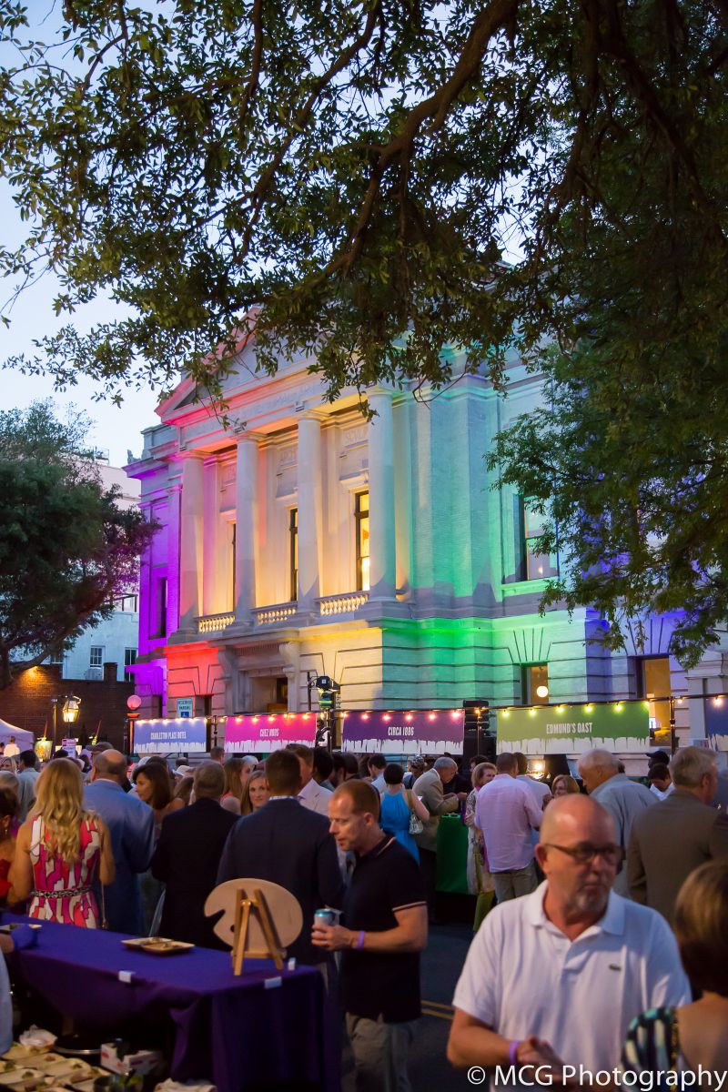 Fitting the technicolor theme, the Gibbes Museum was all lit up in rainbow lights.