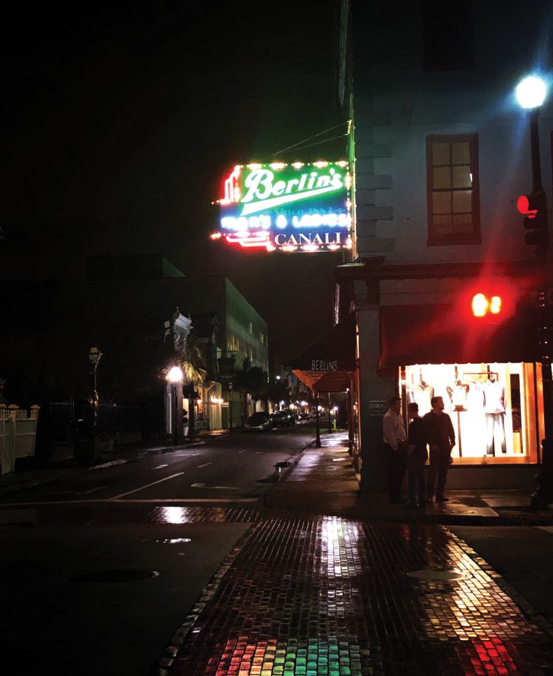 Berlin’s at King and Broad streets on a wet night.