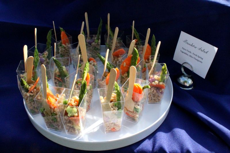 A plant-based “rainbow salad” from Thurston Catering was among the delicious hors d&#039;oeuvres.