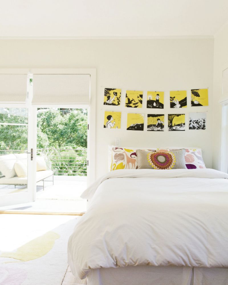 Maya&#039;s room is dressed with favorite storybook pages strung over her bed