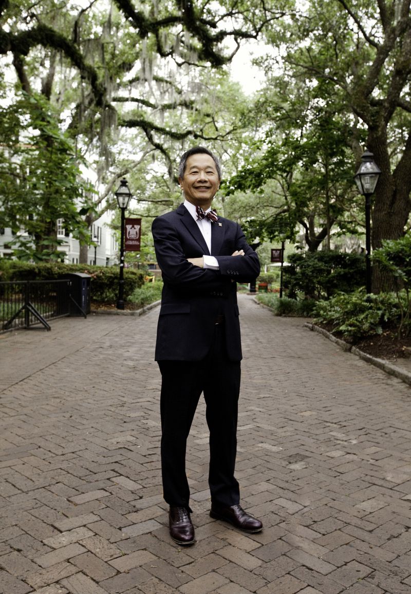 During his three-year tenure, CofC president Andrew Hsu (pronounced “SHOE”) has managed his share of crises—but always with a smile.