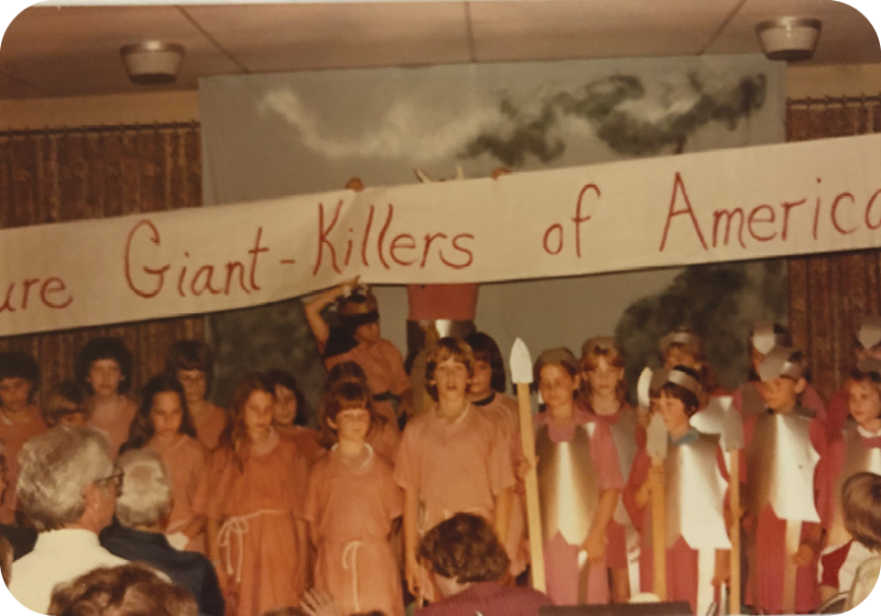Kindergarten thespian Hendrix in The Future Giant Killers of America at Mount Pleasant Presbyterian