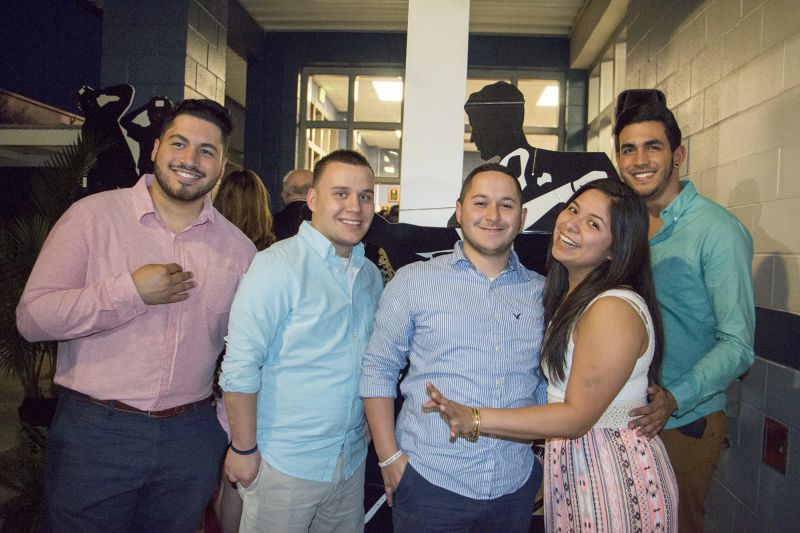 Elizabeth Valadez, Peter Cortes, Barry Lowe, Joey Rodriguez, and Jojo Cortes anxiously await entry into the Dancing with the ARK Stars party.