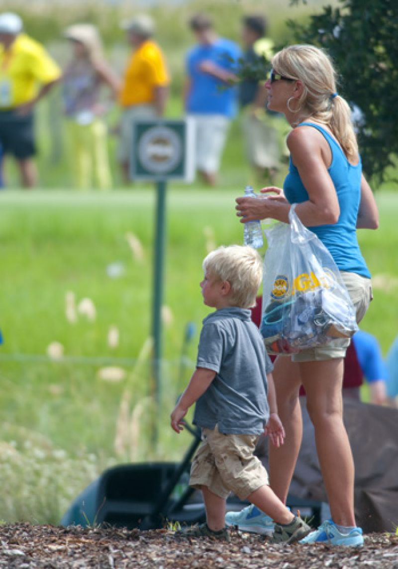 This little fan got to use the whole front nine as a playground.