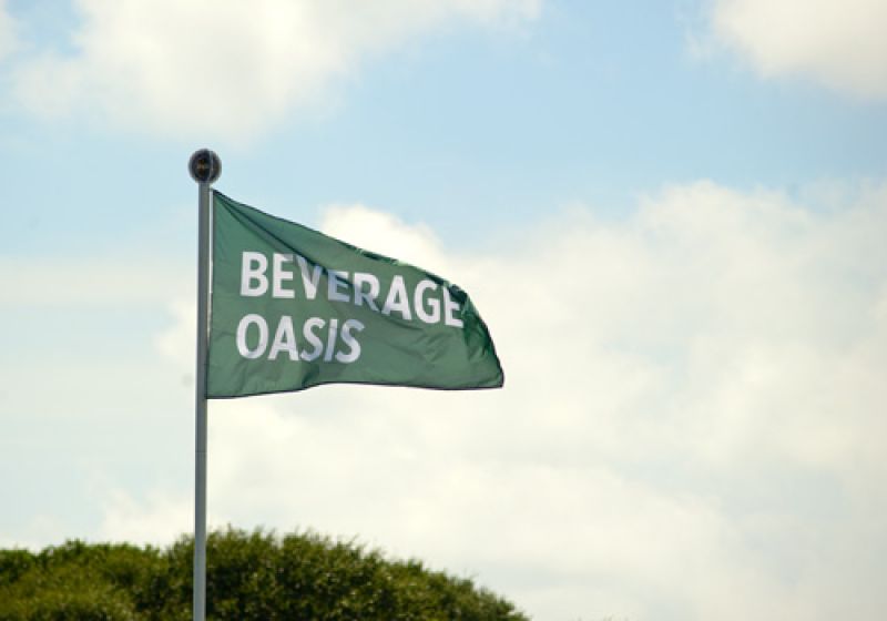 The beverage oasis was a popular place this afternoon.