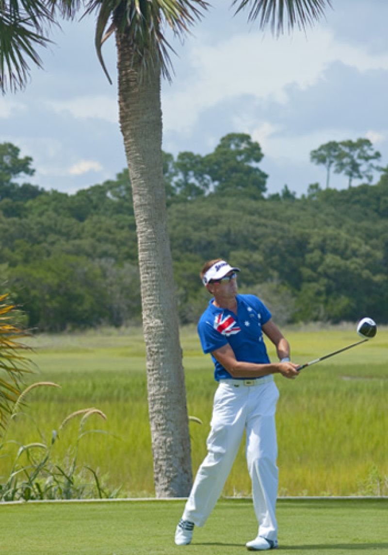 Robert Allenby flying his Australian flag.