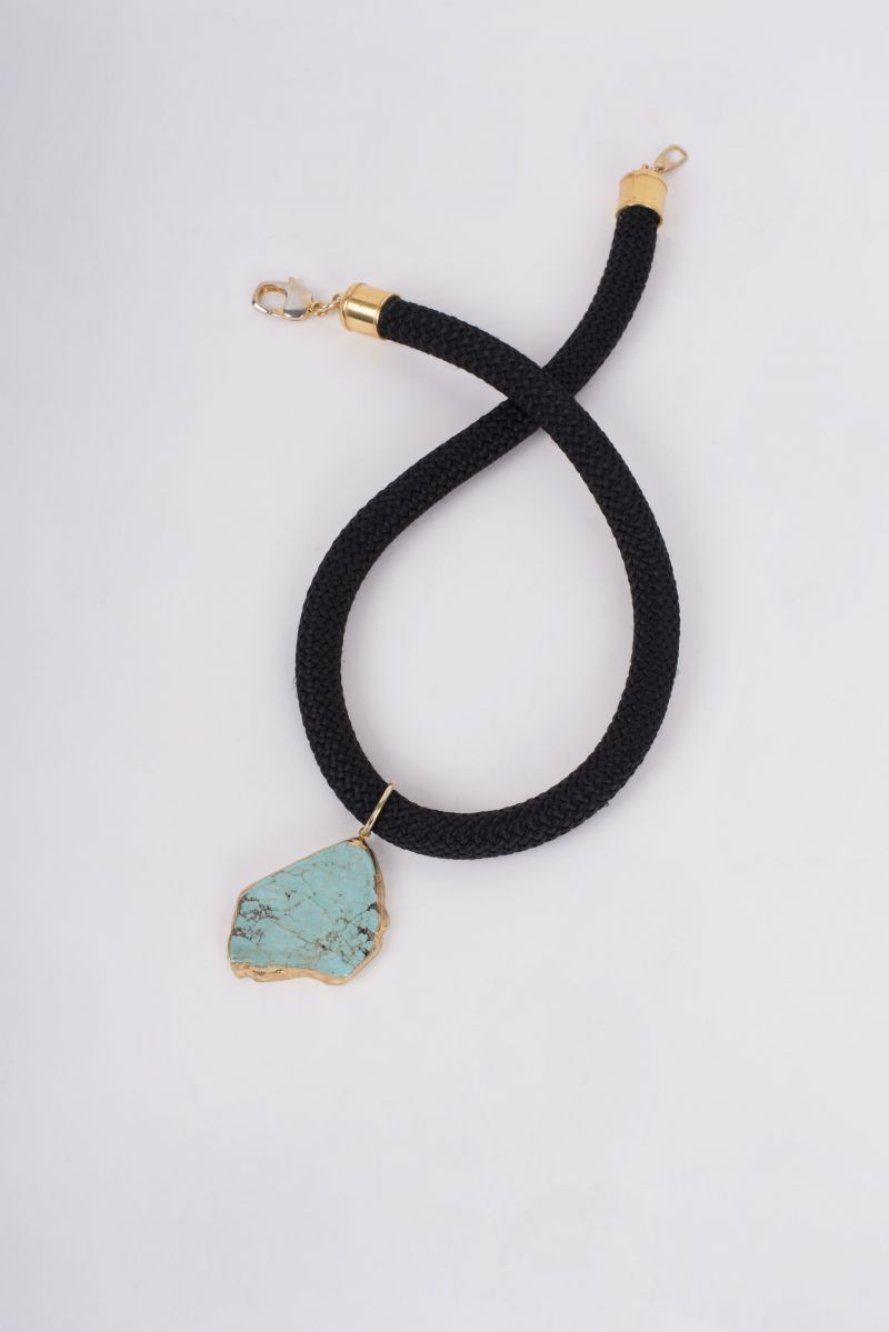 Peyton William &quot;Tobi&quot; silk cord with turquoise pendant necklace, $150 at Peyton William