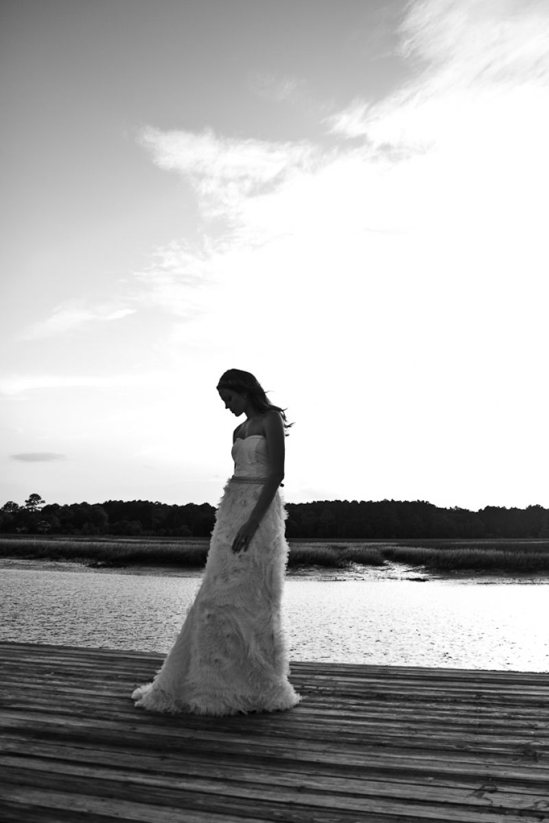 “Westwood” strapless gown with organza and chiffon medallions on skirt from LulaKate.