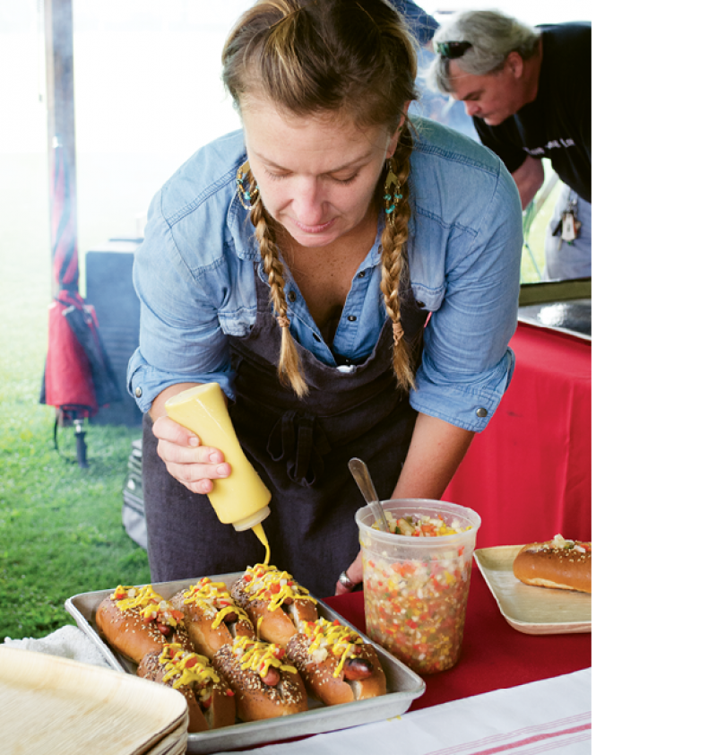 Chef Emily Hahn dressing dogs