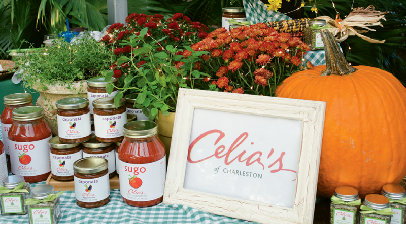 Celia’s of Charleston’s autumnal display; the caterer served  lasagna bites.