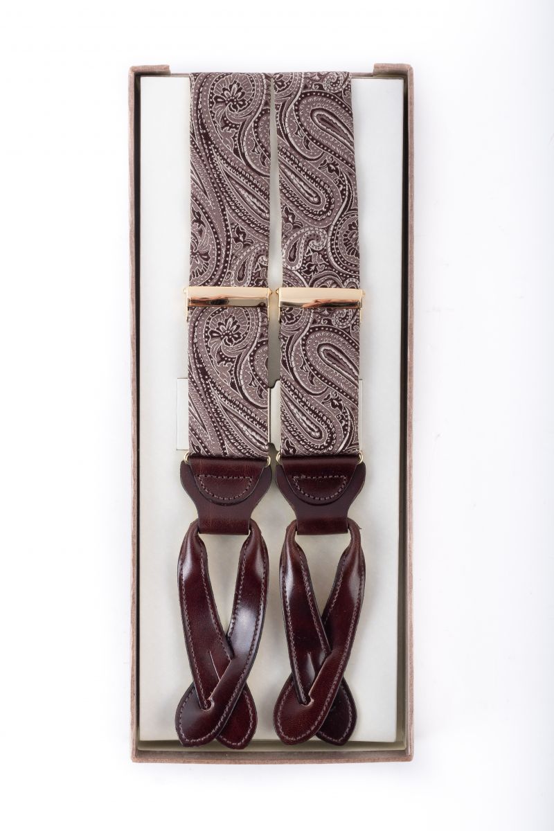 Trafalgar “Brentwood” paisley suspenders, $85 at M. Dumas &amp; Sons