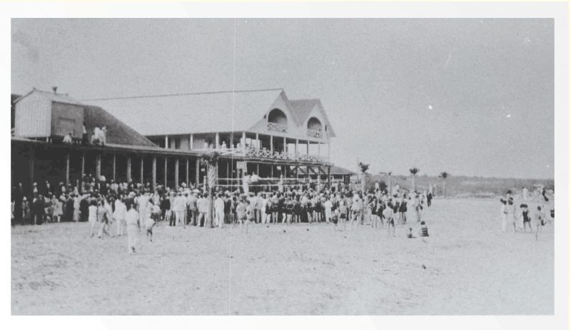 Activity on the Isle of Palms shore centered around three beachfront pavilions, anchored by the fishing pier—the longest in the Carolinas in the 1950s.