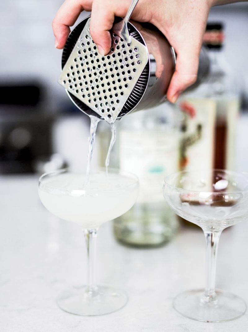 For easy margaritas, shake tequila, Cointreau, lime juice, and simple syrup with ice and strain.