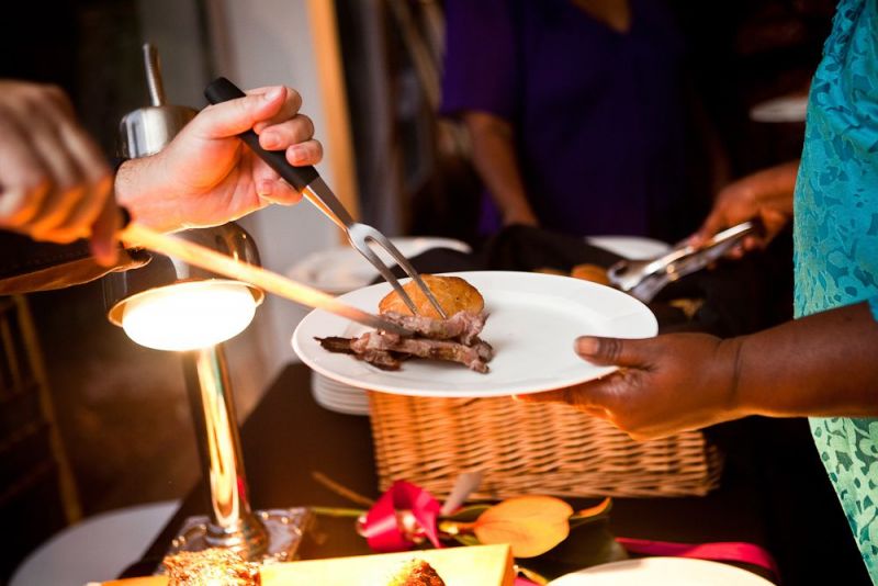 GOOD EATS: The Clubhouse provided buffet stations of chicken, steak, white rice, steamed veggies, and pasta.