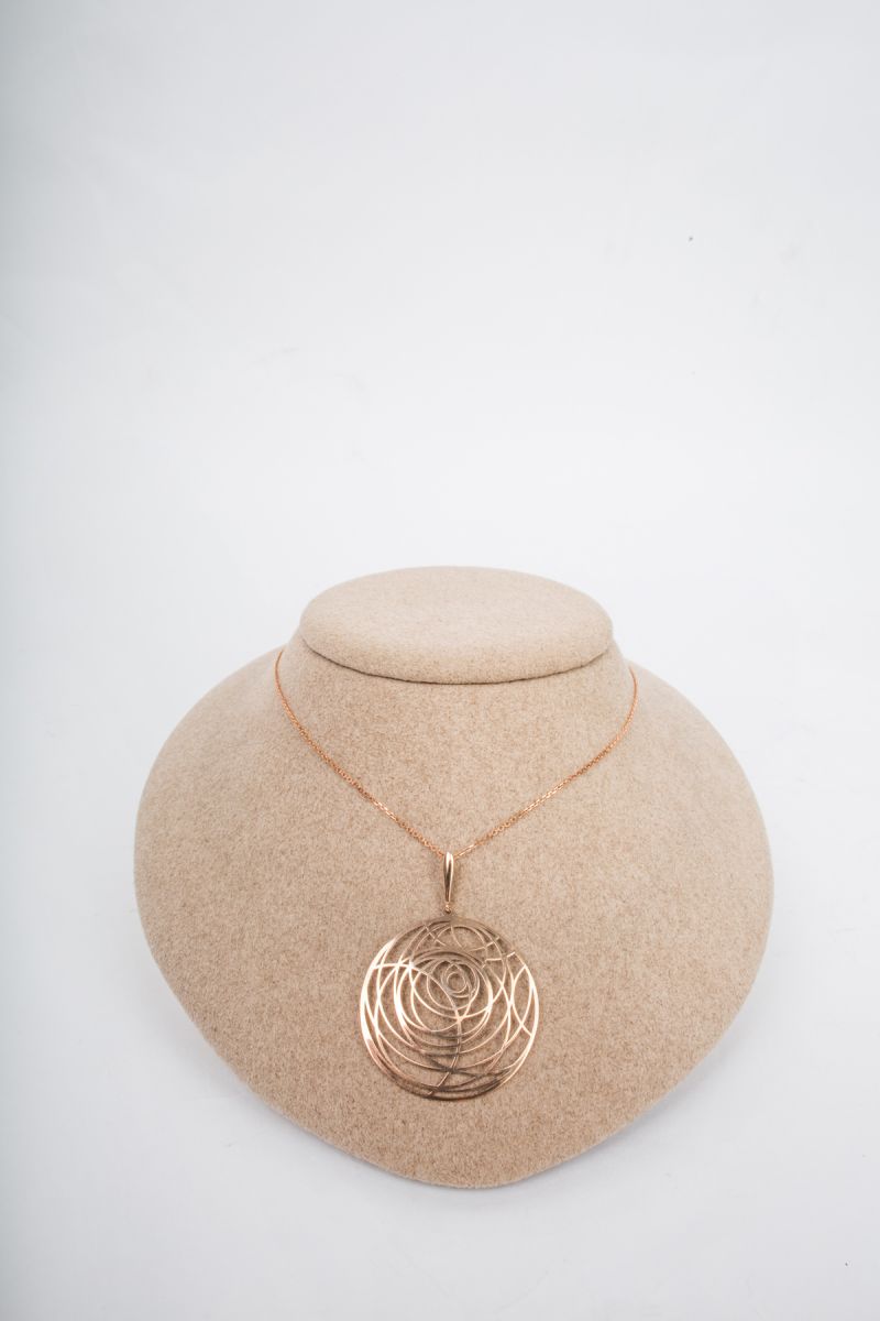 Roza Collection 14K Rose Gold Circle Swirl Pendant, $510 at Diamonds Direct