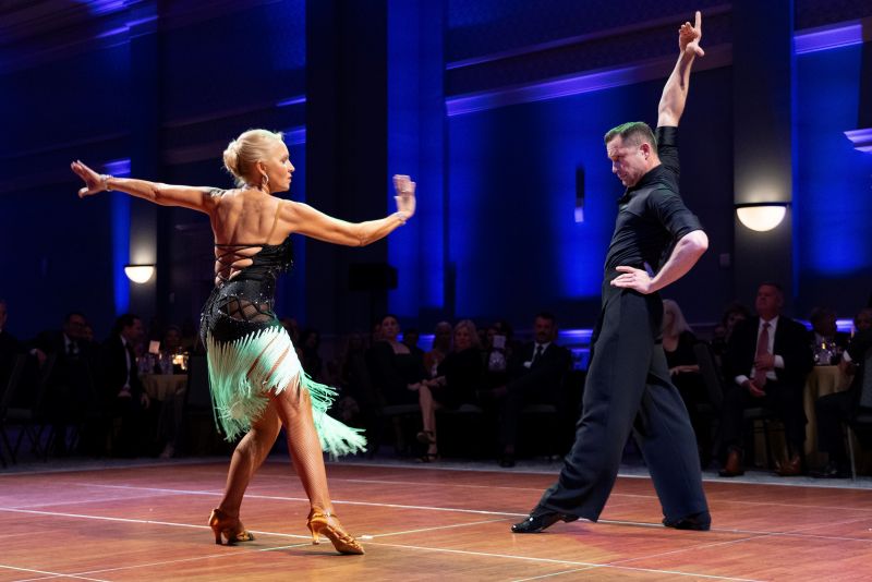 Oxygen Ball champion Trudy Billings with Andrey Gergel of International Ballroom Dance Studios.