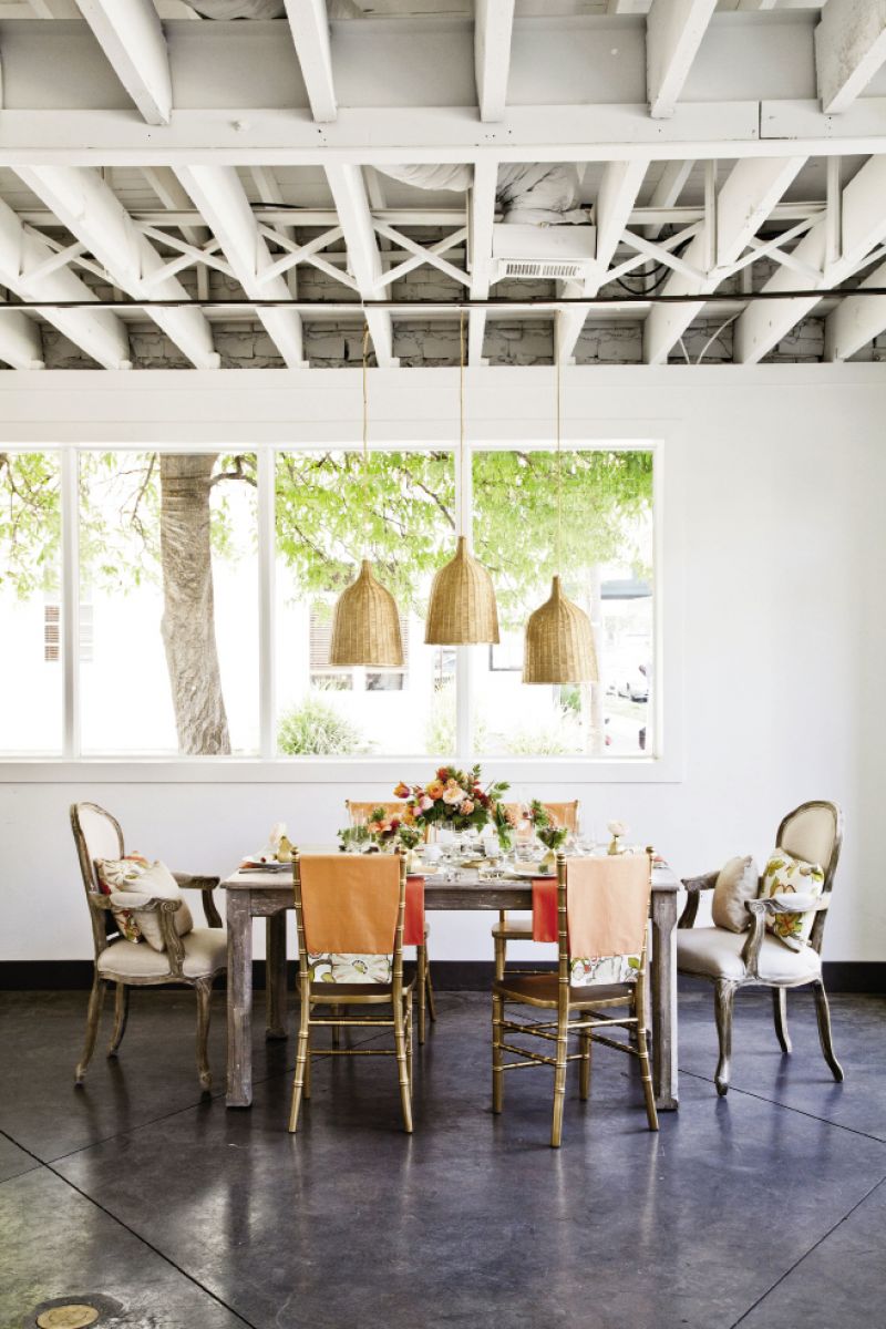 PRETTY PICTURE: The unfinished table from Coralberry Cottage and wicker lights from Technical Event Company added texture.