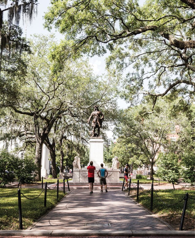 Georgia’s founder, General James Oglethorpe, memorialized in Chippewa Square